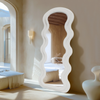 Best World Modern Arched Wavy Velvet Full Length Mirror 160cm x 60cm White Wall Mirror