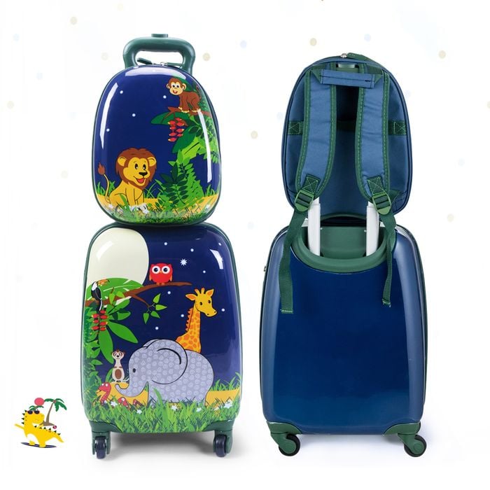 Costway 2PC Kids Luggage Set Travel Trolley 16''+13'' Suitcase Backpack Set