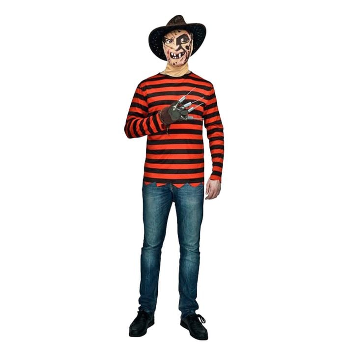 More Than Party Adult Red Black Stripe Killer Man Costume With Mask/Gloves L/XL