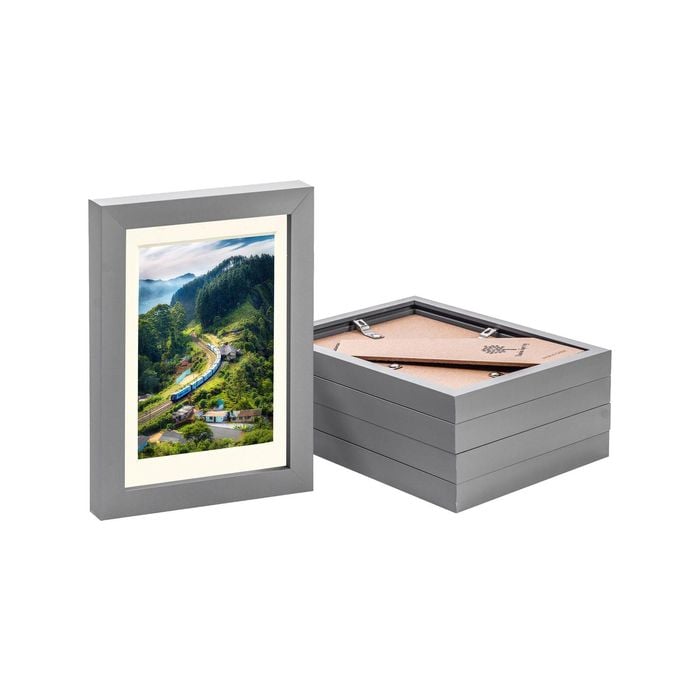 Nicola Spring Photo Frames with 4" x 6" Mount - 5" x 7" - Grey - Pack of 5