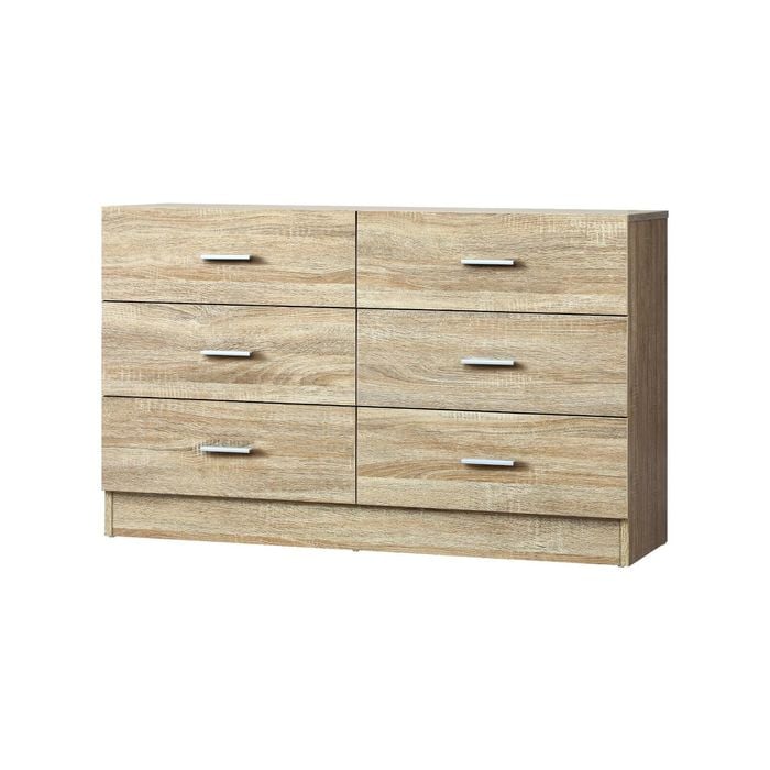 Oikiture 6 Chest of Drawers Dresser Lowboy Natural