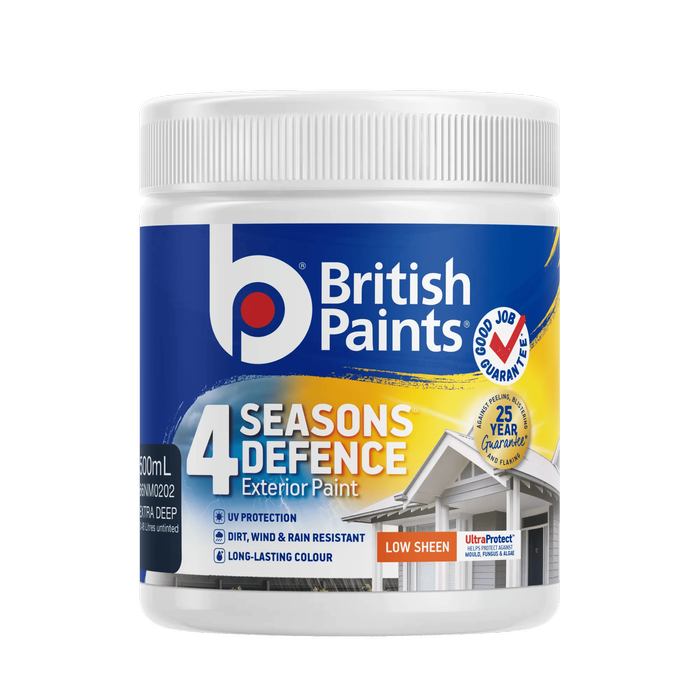 British Paints 4 Seasons Defence 500ml Extra Deep Low Sheen Exterior Paint