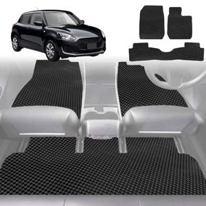 6D Diamond Car Floor Mats for Suzuki Swift 2017-Current-Full Set-Black-Outback GT