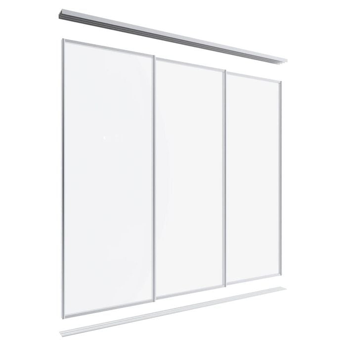 Lugna 2400 x 1801-2700mm Clear Anodised Optiglass Panels Wardrobe Triple Sliding Doors
