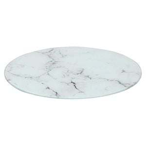 Round Glass Chopping Board - 30cm - Marble Effect - Kitchen Dining Place Mats Cutting Mat Worktop Saver Cooking & Food