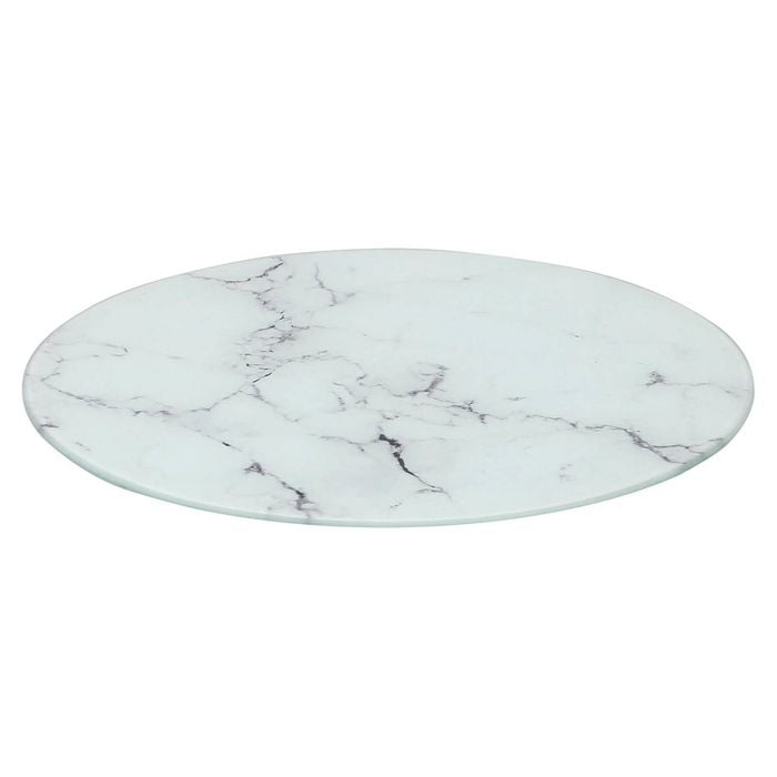 Round Glass Chopping Board - 30cm - Marble Effect - Kitchen Dining Place Mats Cutting Mat Worktop Saver Cooking & Food