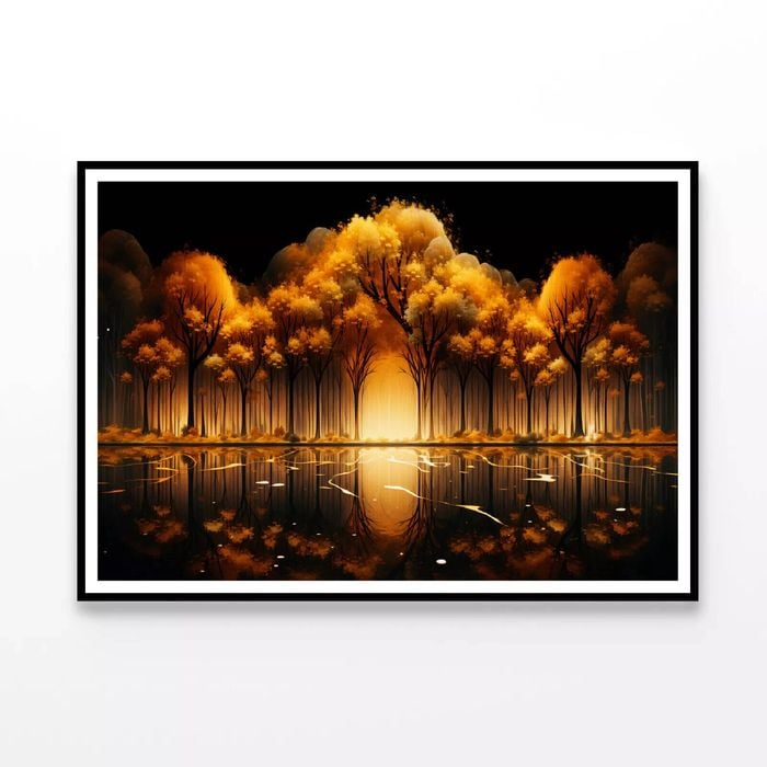 Golden Trees & Lake  Print 100% Australian Made 120x90cm  (Poster)