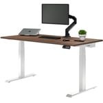 Desky Dual Sit to Stand Jarrah Legno Melamine Desk 1800x750mm White Height Adjustable Legs