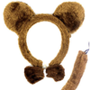BROWN BEAR EARS HEADBAND w Bow Tail Animal Costume Halloween Party Hair Accessory