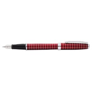 Sheaffer Prelude Fountain Pen Writers Ballpen W/ Engraved Lines Red Lacquer