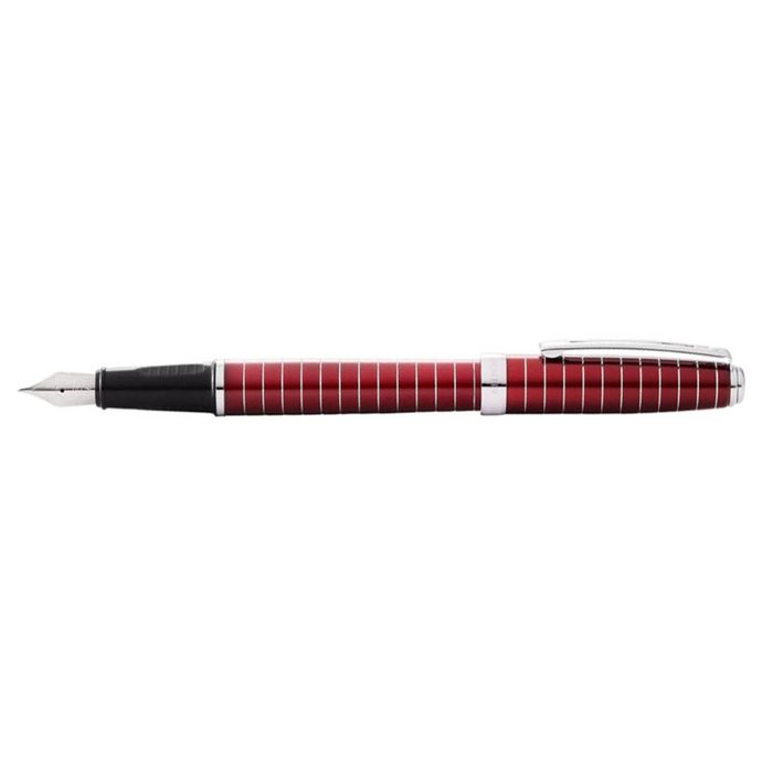 Sheaffer Prelude Fountain Pen Writers Ballpen W/ Engraved Lines Red Lacquer