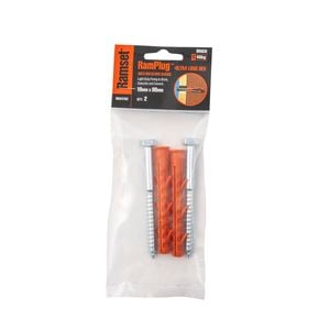 Ramset 10 x 80mm Ultra-Long Flat Anchor RamPug - 2 Pack