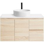 CIBO 900mm Nordic Wall Hung Bathroom Vanity with White Countertop Basin - Coast Finish