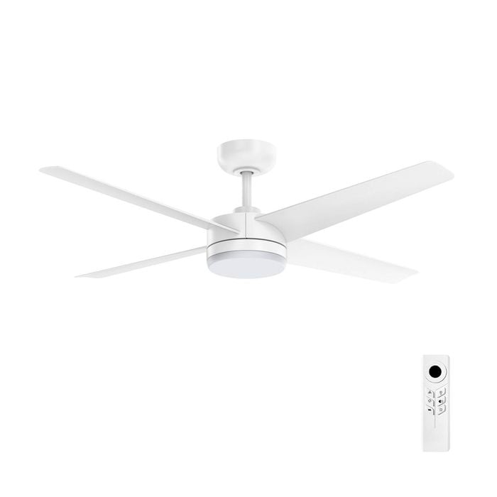 Brilliant 132cm White Matt Grace 4 Blade DC Ceiling Fan With Remote And LED Light
