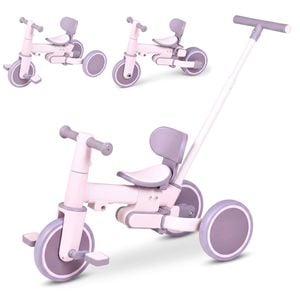 Advwin 5-in-1 Kids Tricycle Foldable Kids Ride-On Bike w/ Handle Toddler Balance Bike Purple