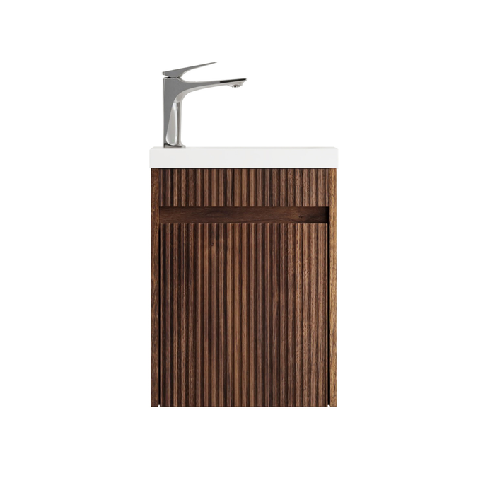 Attica 400mm Walnut Compact Ensuite Fluted Vanity