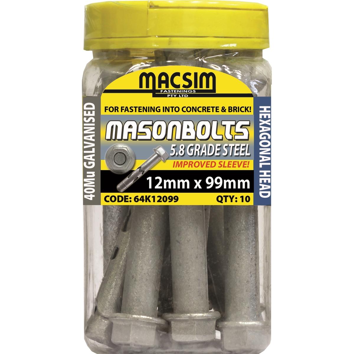 Macsim Fasteners 12 x 99mm Galvansied Sleeve Anchor - 10 Pack ...