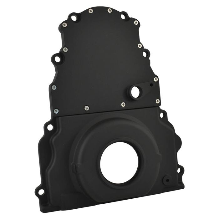 Cal Custom GM LS1 LS2 LS3 Timing Cover W/Cam Sensor Hole - Black Aluminium, Holden, Chev
