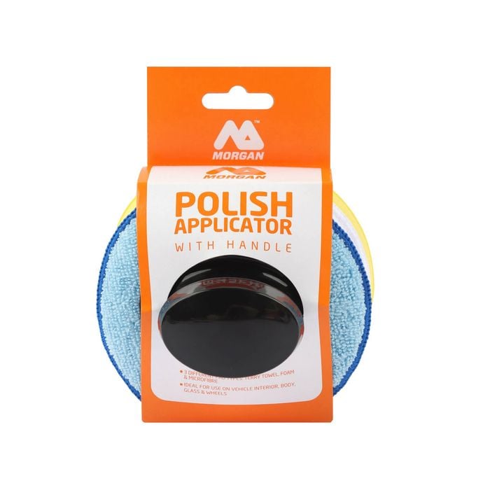 Morgan 5 inch Blue White Yellow Polish Applicator With Handle - 3 Stage