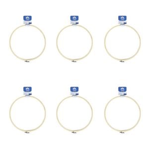 6pk Malli Sewing Round Wooden Embroidery/cross Stitch Diy Fabric Hoop 25cm Brown