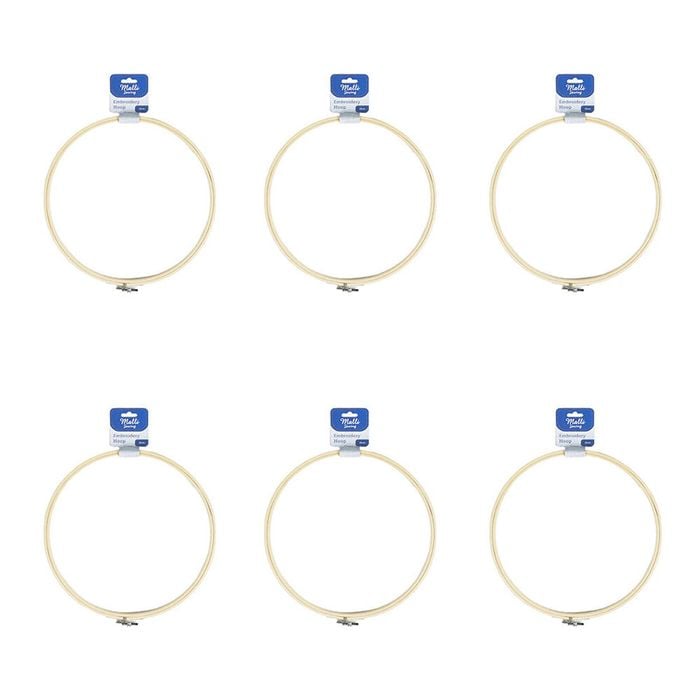 6pk Malli Sewing Round Wooden Embroidery/cross Stitch Diy Fabric Hoop 25cm Brown