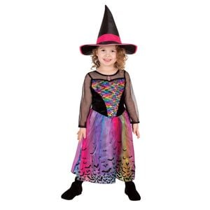 Rubies Rainbow Colour Magic Witch Deluxe Kids Girls Dress Up Costume Size S