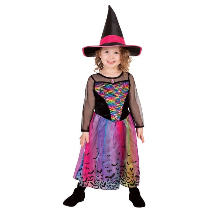Rubies Rainbow Colour Magic Witch Deluxe Kids Girls Dress Up Costume Size S