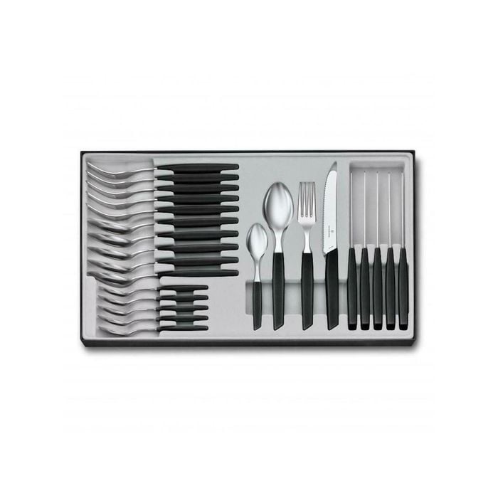 Victorinox 24 Piece Modern Table Cutlery Set Of 24pc Black
