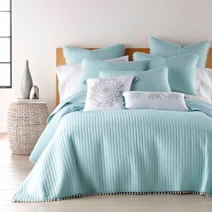 Clavo Pom Pom Coverlet Set King, Front/Back: 100% cotton, Prewashed. Filling 250GSM Cotton