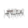 Plumeria 9pc Dining Set 225cm Table 8 Chair Solid Acacia Wood - White Brush