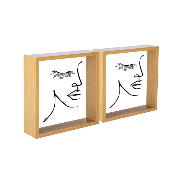 Nicola Spring 3d Deep Box Photo Frames - 8 X 8" - Light Wood - Pack Of 2