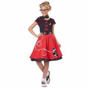 50s Sweetheart Greaser Red Rock Roll Sock Hop Book Week Girls Costume S