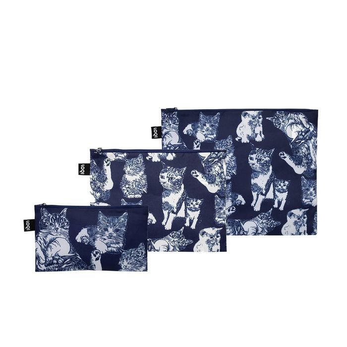 Loqi Red Poppy Bee Cats Zip Pockets 3pcs Set Multi-coloured 32x25cm/27x20cm/23x13cm