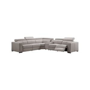 Genuine Leather 6 Seater Corner Sofa With 2 Electric Recliners And Reversible Console in Cream Colour
