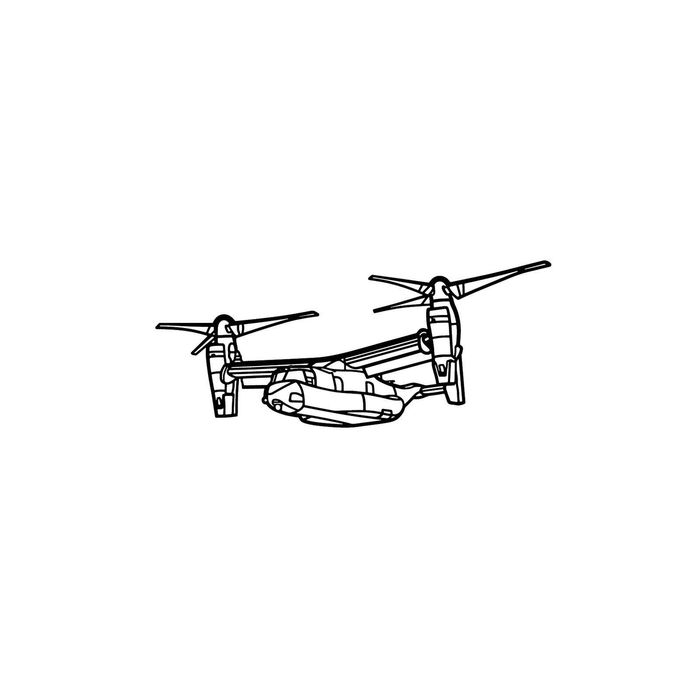 Ignite Laser Bell CV-22 Osprey - Special Operations Tiltrotor Aircraft Silhouette Metal Wall Art Coated Black 15.7 inch - 40 cm