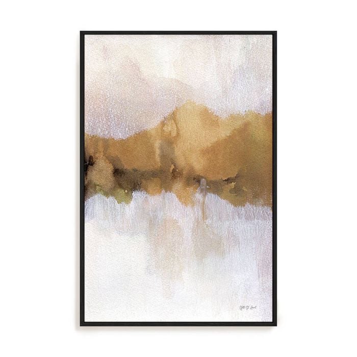 Artey | Golden Abstract - Framed Canvas - Black Frame - 110 x 165cm