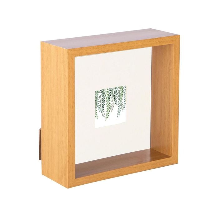 Nicola Spring 3D Deep Box Photo Frame - 6 x 6" with 2 x 2" Mount - Light Wood