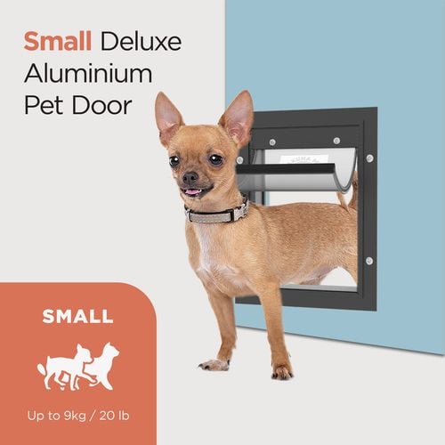 Hakuna Pets Small Black Deluxe Aluminium Pet Door - Bunnings Australia