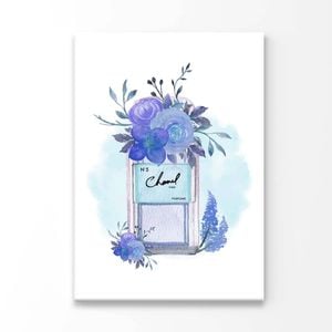 Purple Flowered Fashion Bottle Print 100% Australian Made 50x75cm (Stretched Canvas)