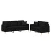 vidaXL Sofa Set with Pillows 2-Seater Sofa Couch Settee 2 Piece Black Fabric