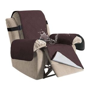 Smarcute 1 Seater Waterproof Oversize Recliner Chair Cover Sofa Protector Non Slip Brown