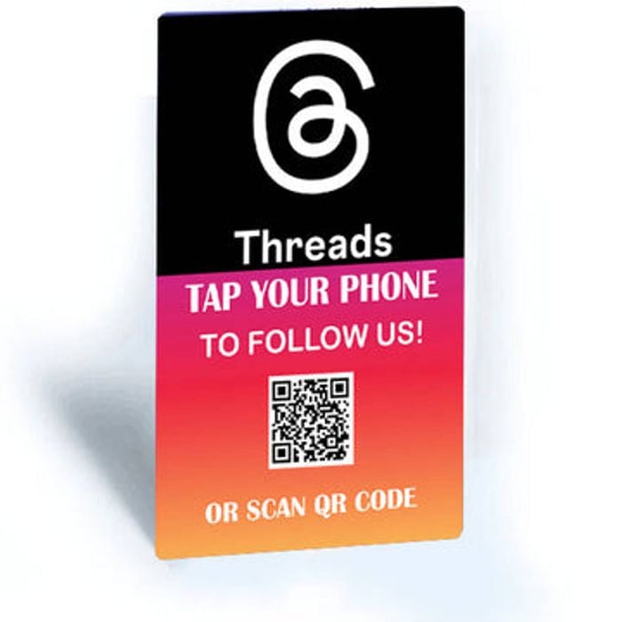 Tap and Share Contactless Sharing Smart NFC 'Follow Us On Threads' - Threads Connect Card + QR code