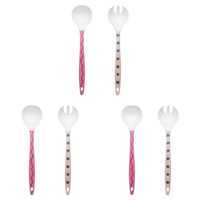 3x 2pc Porto Sole Outdoor Entertaining Salad Servers 29cm Multi-Coloured