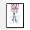 Pink Lady with Peach Colored Bag   Print 100% Australian Made 90 x 120cm   (Poster)