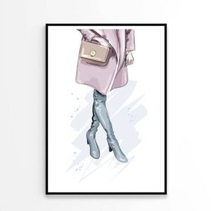 Pink Lady with Peach Colored Bag   Print 100% Australian Made 90 x 120cm   (Poster)