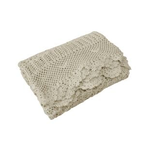 Linen Knitted Crochet Cotton Tablecloth Square 137 X 137cm Scalloped Edge 4-seater