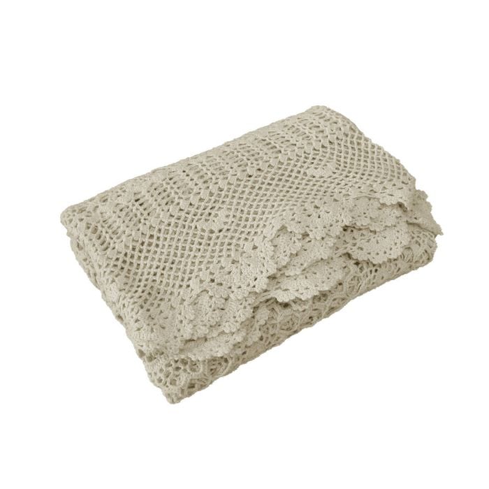 Linen Knitted Crochet Cotton Tablecloth Square 137 X 137cm Scalloped Edge 4-seater