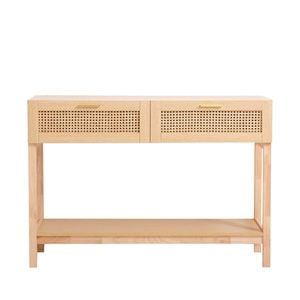 Casa Decor Santiago Rattan Console Table Oak