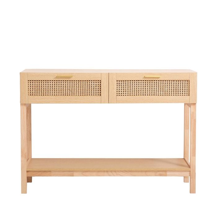 Casa Decor Santiago Rattan Console Table Oak