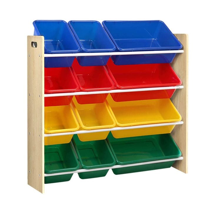 Keezi Kids Toy Box 12 Bins Bookshelf Organiser Display Shelf Storage Rack Drawer